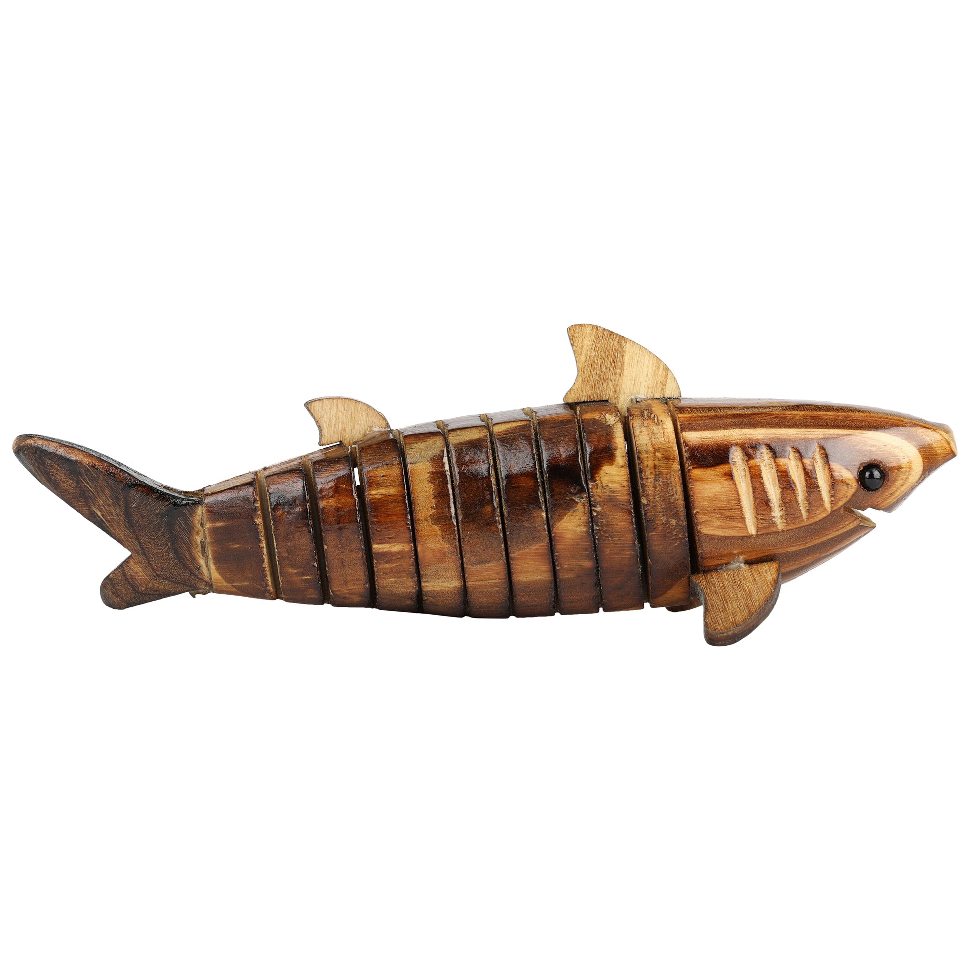 Wooden shark kept on the table as office room decor