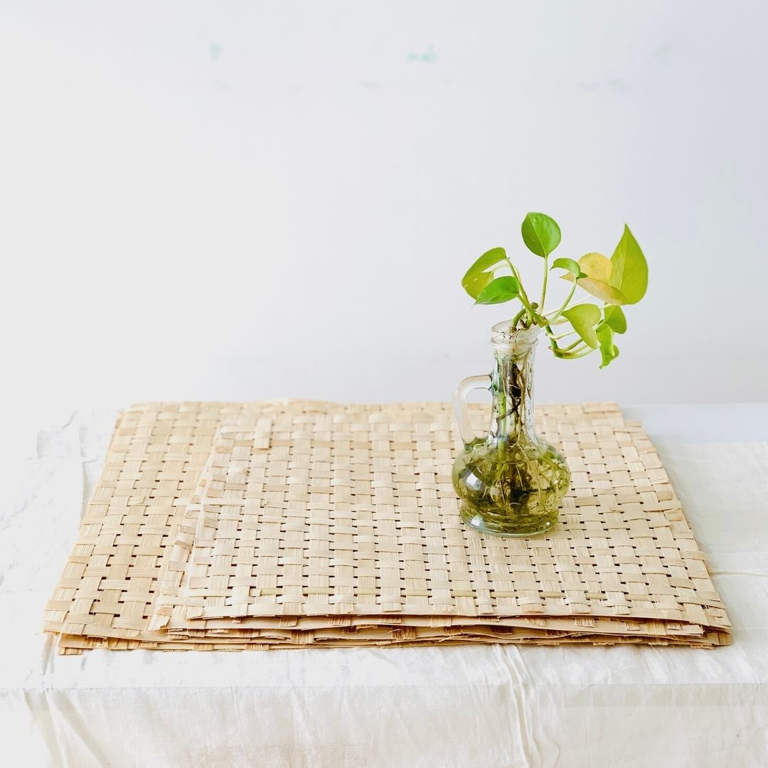 Square Bamboo Lightweight, skilfully handwoven natural bamboo Mesh Mat for DIYs and decor