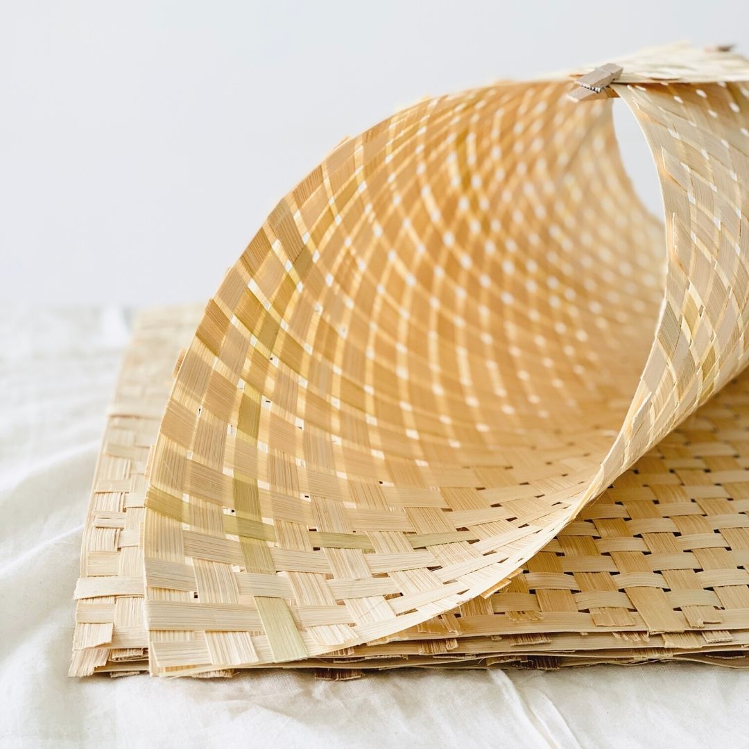 Square Bamboo Lightweight, skilfully handwoven natural bamboo Mesh Mat for DIYs and decor