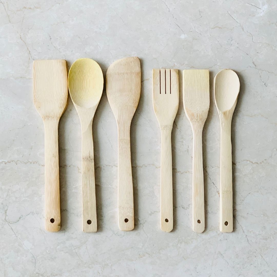 DaisyLife All purpose, quick, easy and heavy use Bare Bamboo Spoons- 6 pc set