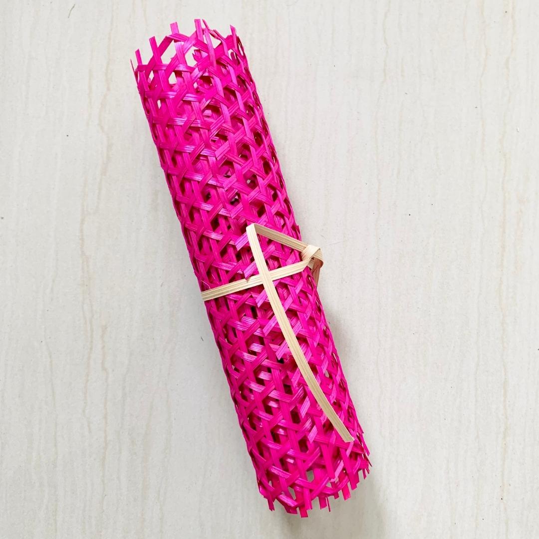 Pink lightweight, finely handwoven natural bamboo sheet.