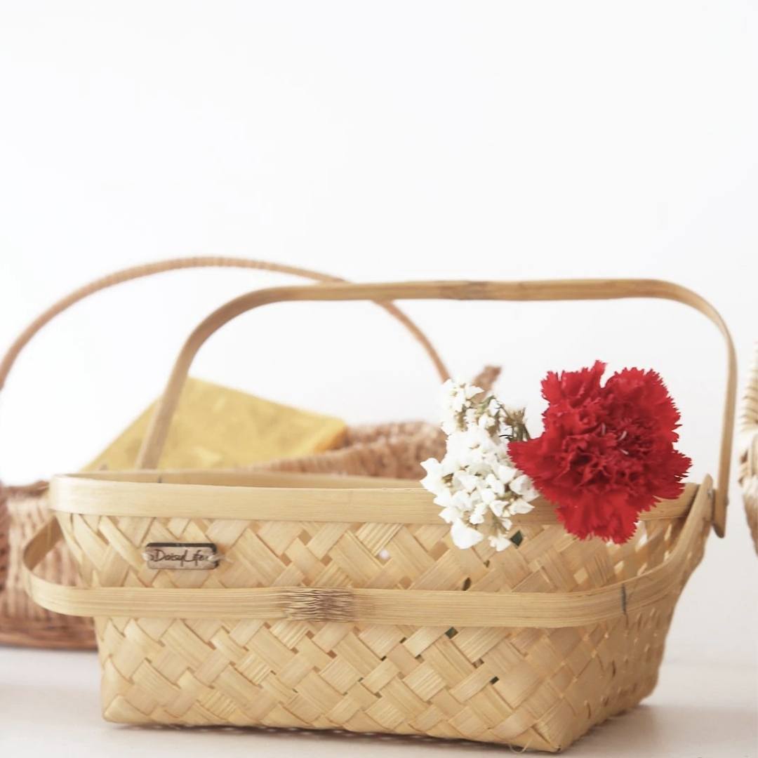 Multicolour Natural Bamboo Square Caddy.