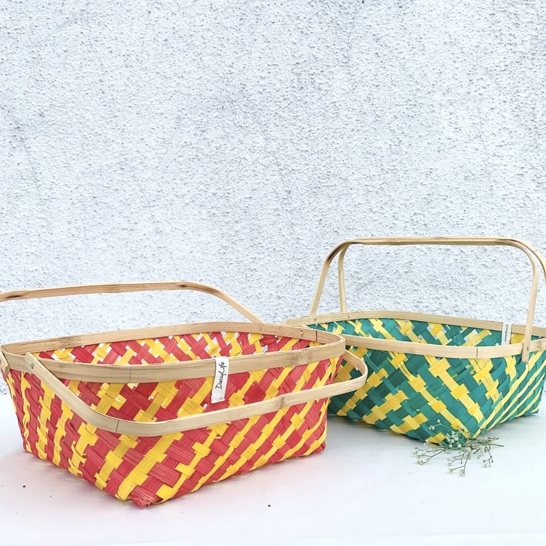 Multicolour Natural Bamboo Square Caddy.