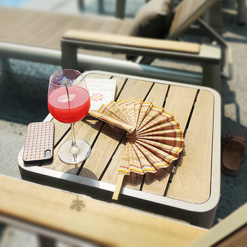 Natural bamboo hand fan with watermelon juice