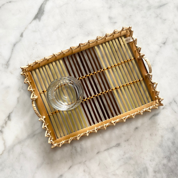 Cup kept on Fancy Natural Bare bamboo tray