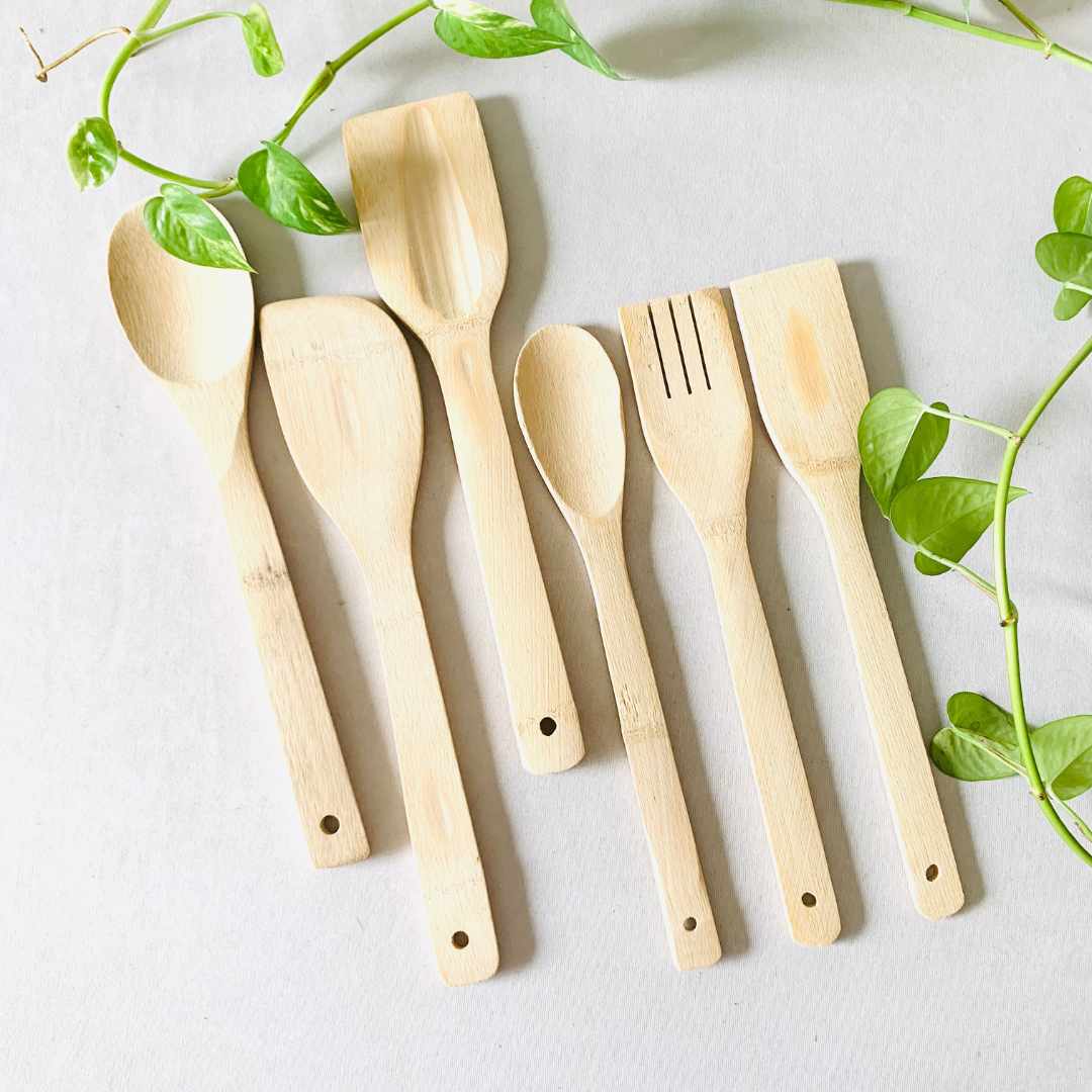 DaisyLife All purpose, quick, easy and heavy use Bare Bamboo Spoons- 6 pc set