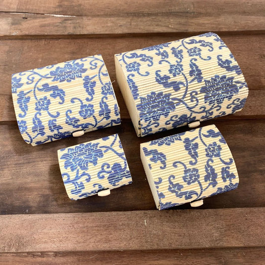 Blue floral gift boxes in set of 4