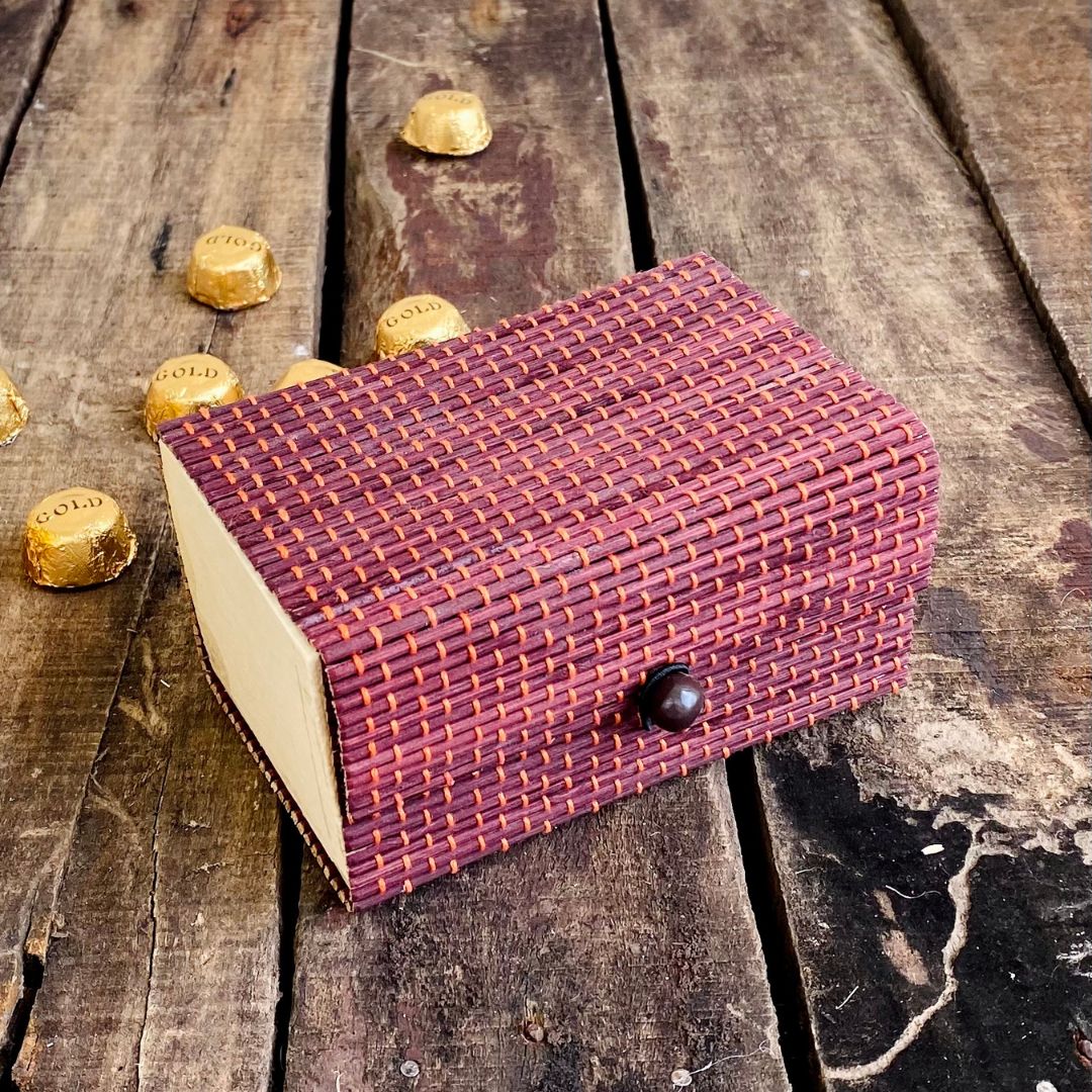 Brown gift box set of 2 with chocolate in background