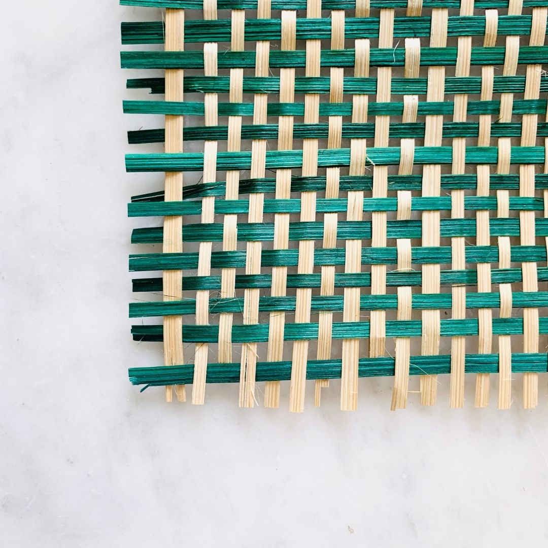 Close up of Green Checkered Bamboo Mats for DIY and craft