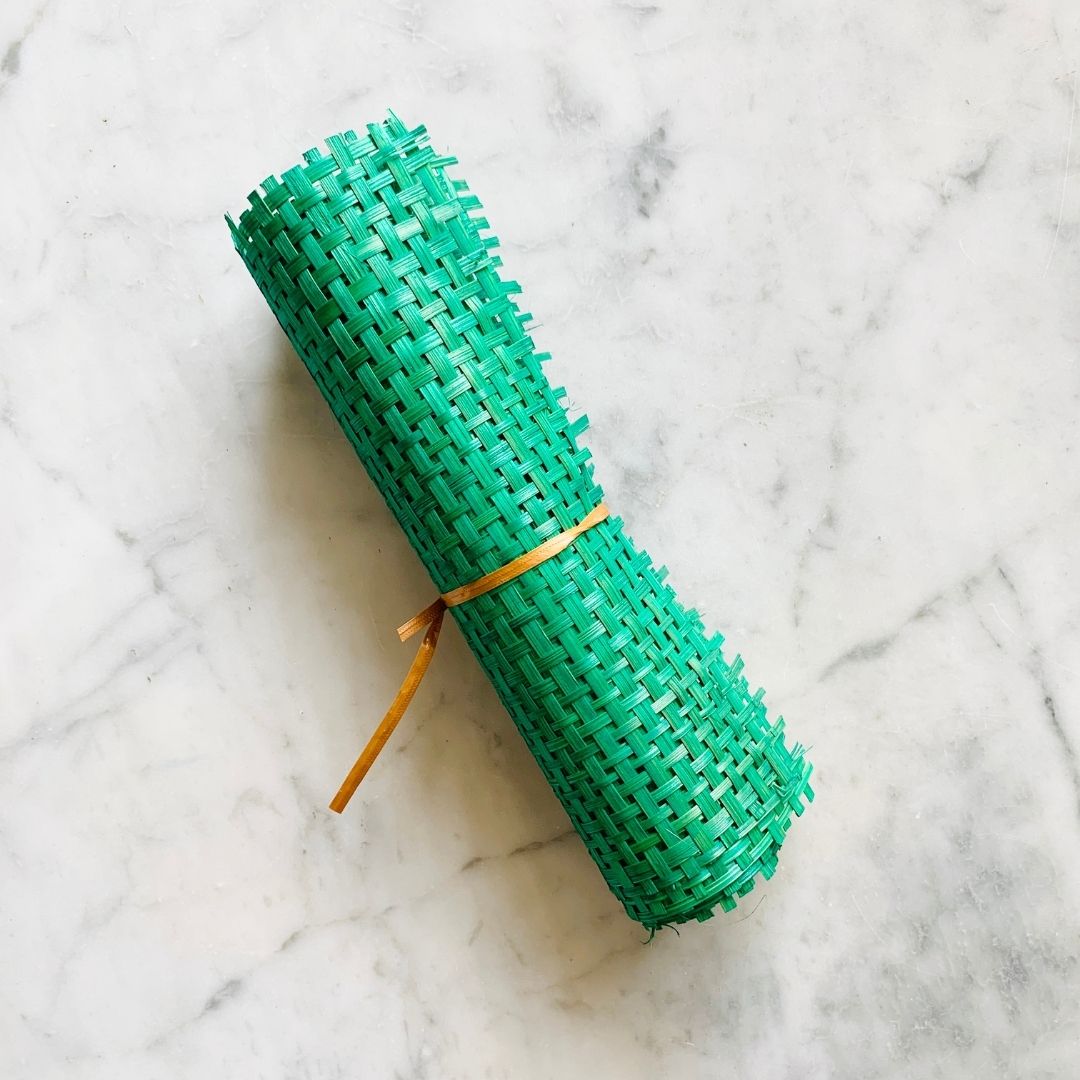 Roll of Green Checkered Bamboo Mats for DIY and craft