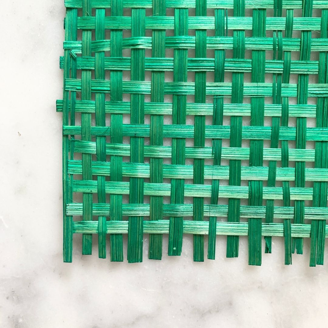 Close up of Green Checkered Bamboo Mats for DIY and craft