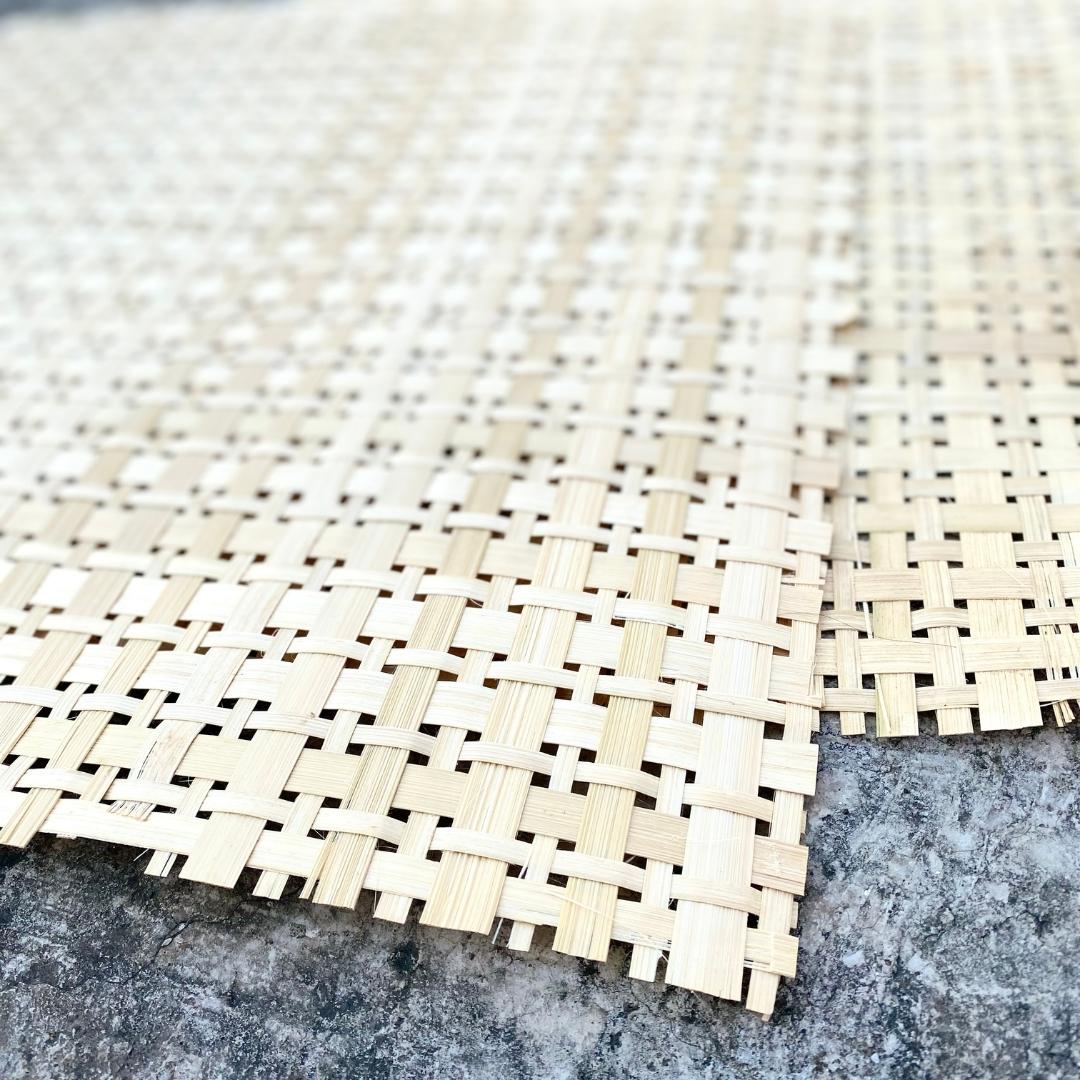 A checks pattern in lightweight, finely handwoven natural bamboo sheet for your DIY.