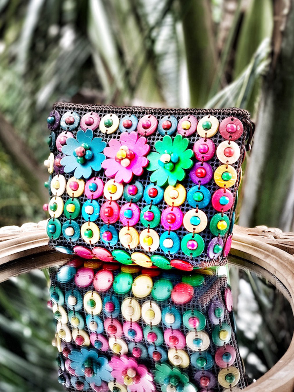 Coconut Shell Beaded Clutches for Women, Purse, Handmade Natural Style