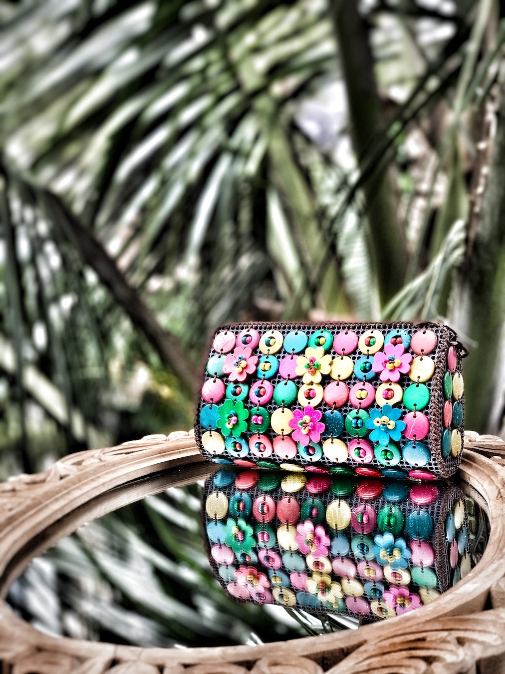 Coconut Shell Beaded Clutches for Women, Purse, Handmade Natural Style