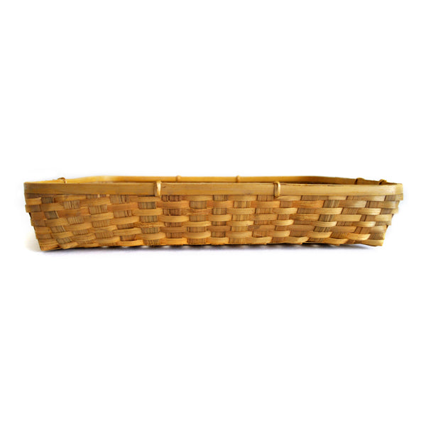 Natural bamboo tray basket straight front view