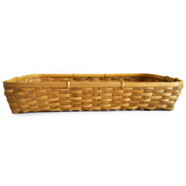 Natural bamboo tray basket front view