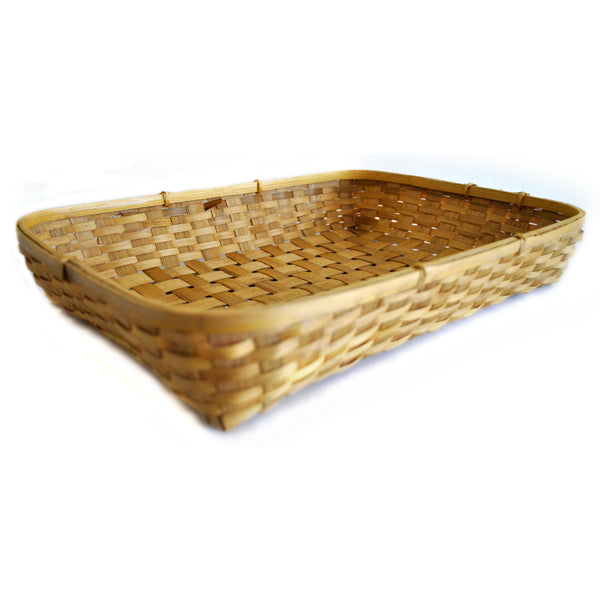 Natural bamboo tray basket top view