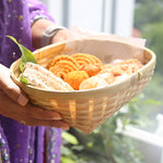 DaisyLife natural bamboo tray basket for serving festive food