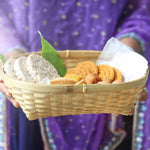 DaisyLife natural bamboo tray basket for serving festive food
