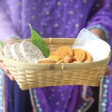 DaisyLife natural bamboo tray basket for serving festive food