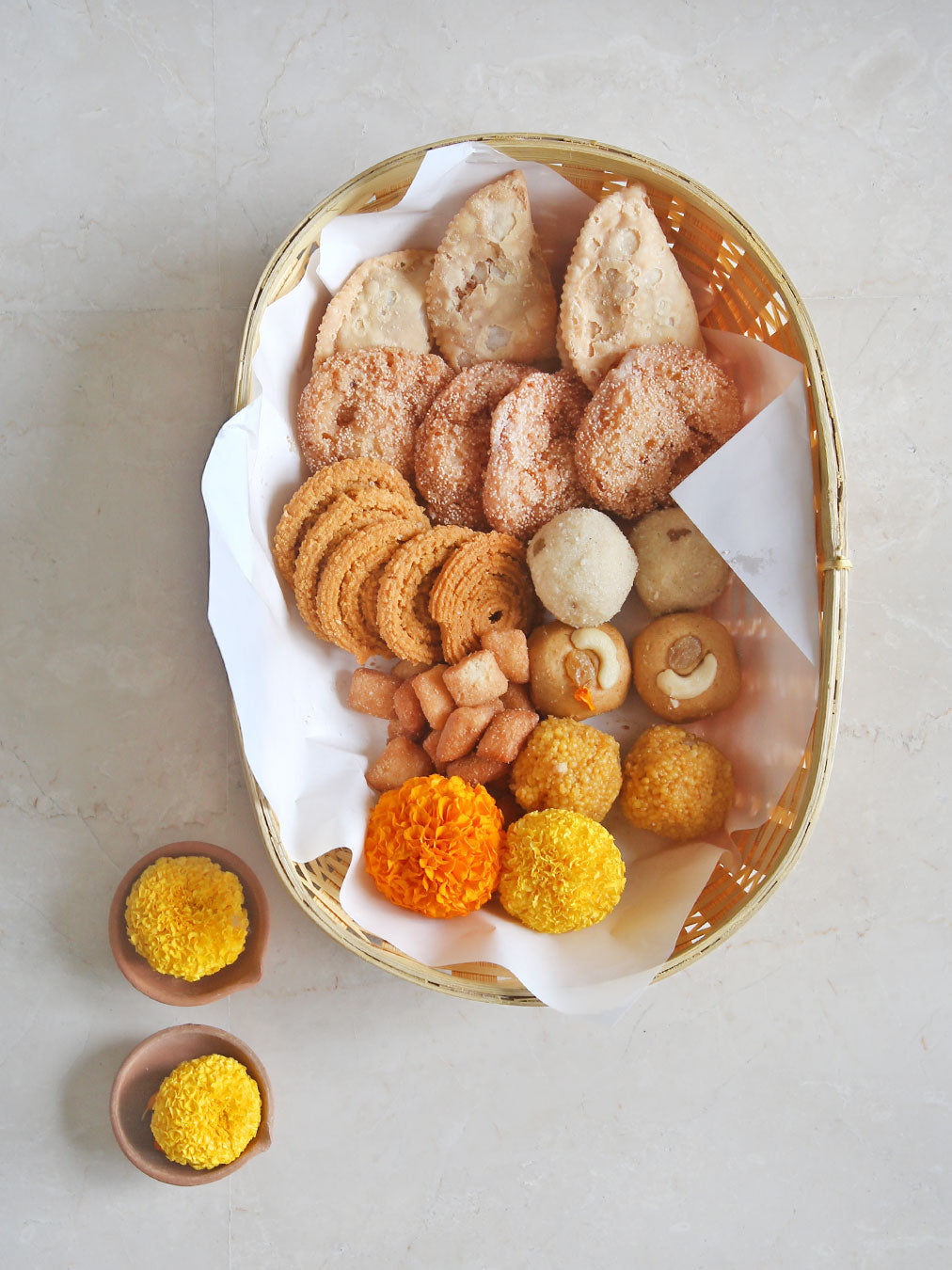 DaisyLife natural bamboo set of 3 tray basket for serving festive food