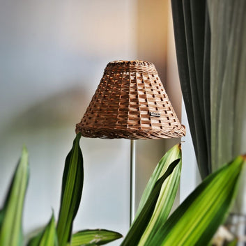 Wicker handwoven lampshade for living room décor. 