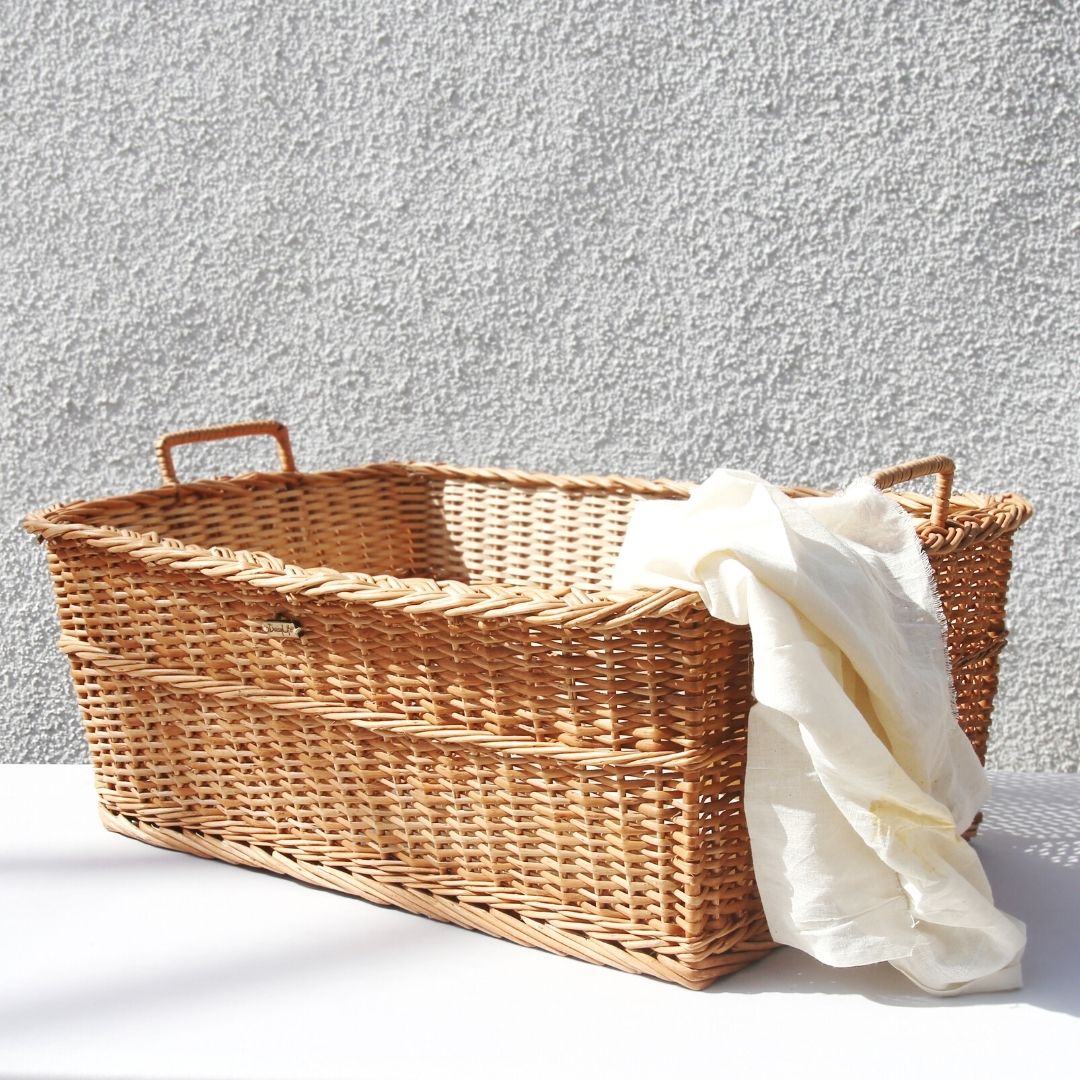 Handcrafted  strong, lightweight and functional design for easy carry & store willow wicker basket .