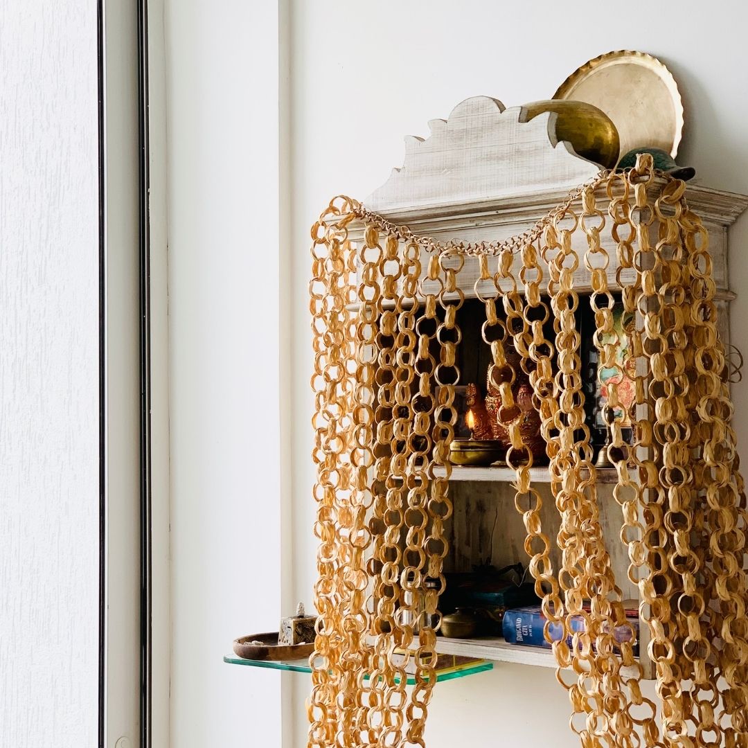 DaisyLife natural Bamboo Ring Curtains for decorating mandir