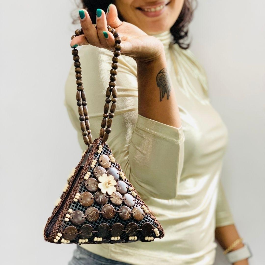 Natural coconut shells Fancy Samosa Wristlet Bag