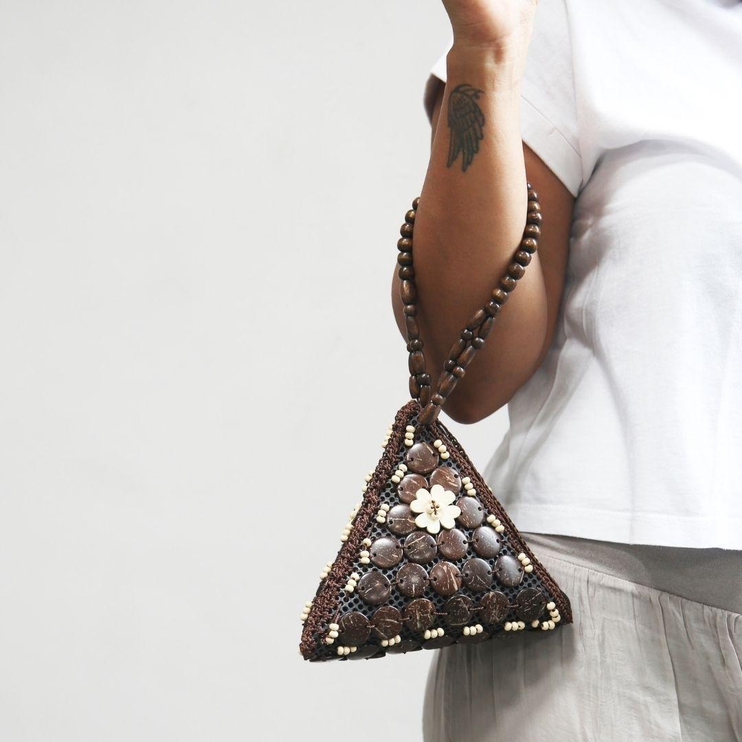 Natural coconut shells Fancy Samosa Wristlet Bag