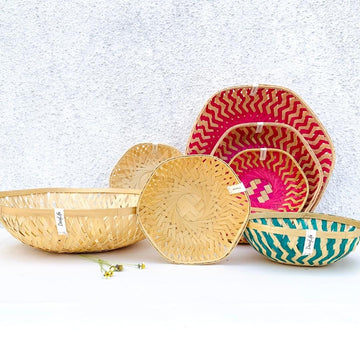 Hexa Bamboo Basket Natural, simple bamboo multi-purpose baskets