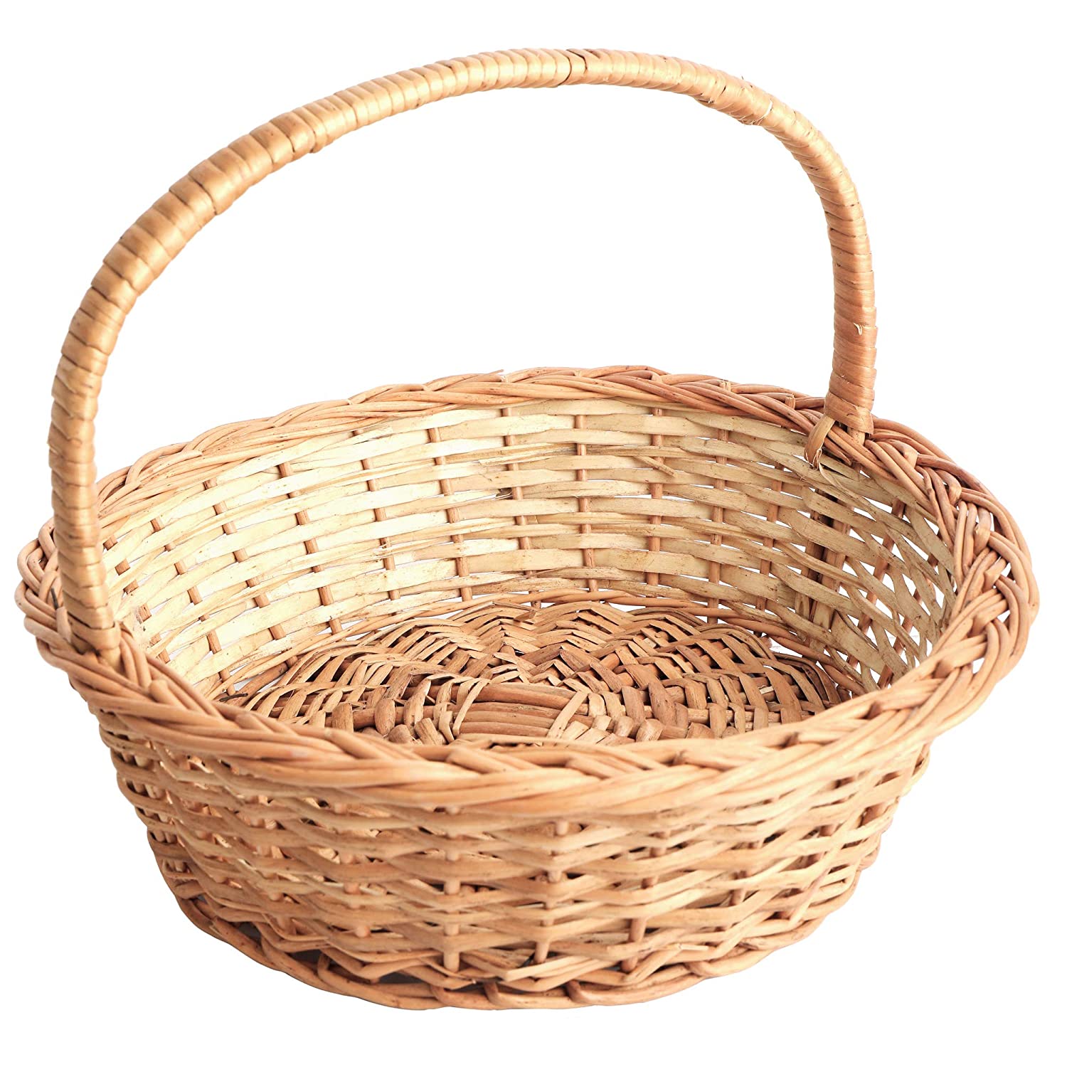 DaisyLife natural wicker round basket with handle
