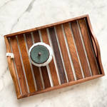 Big Natural Wooden antique tray with tea box on it