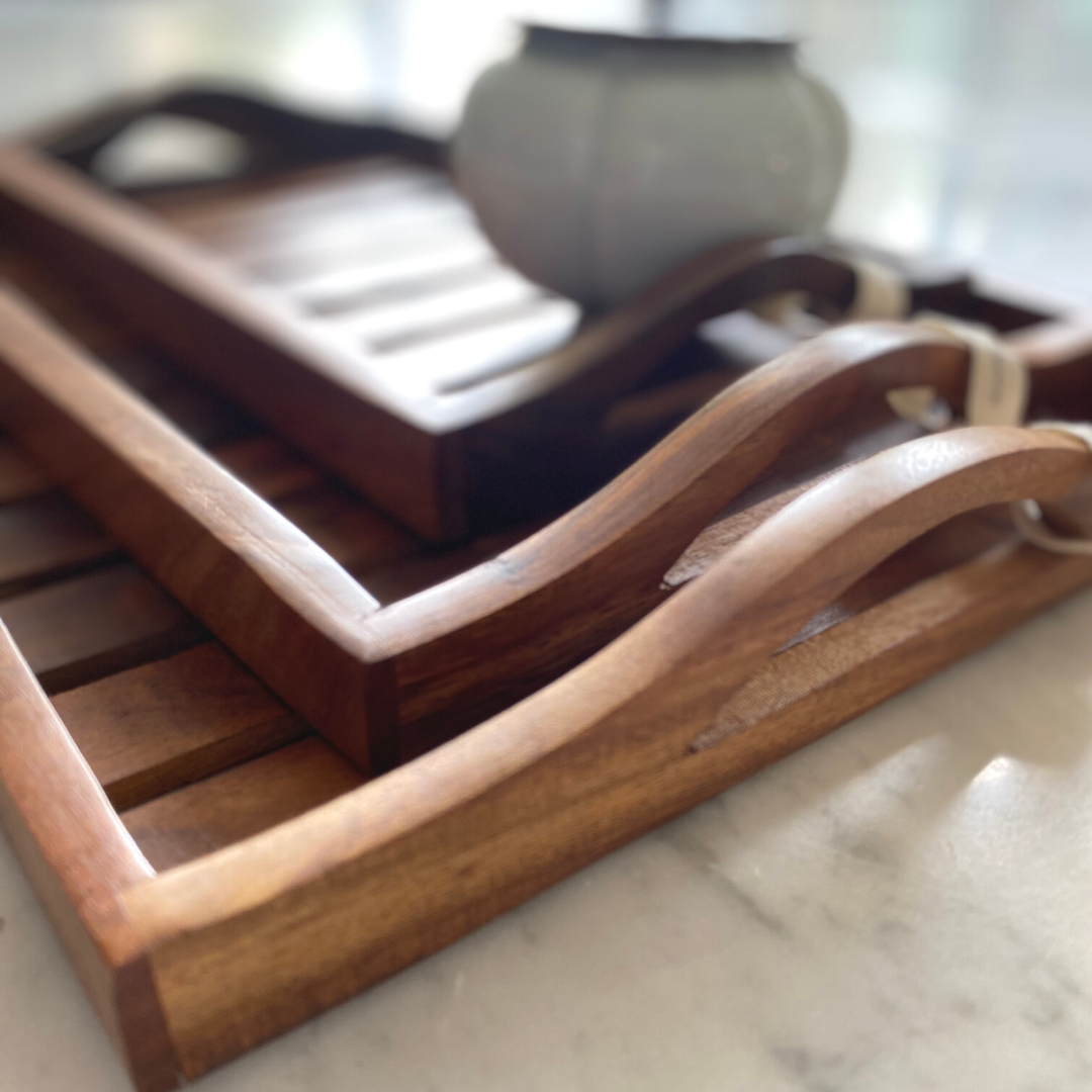 Close up of Natural Wooden antique tray