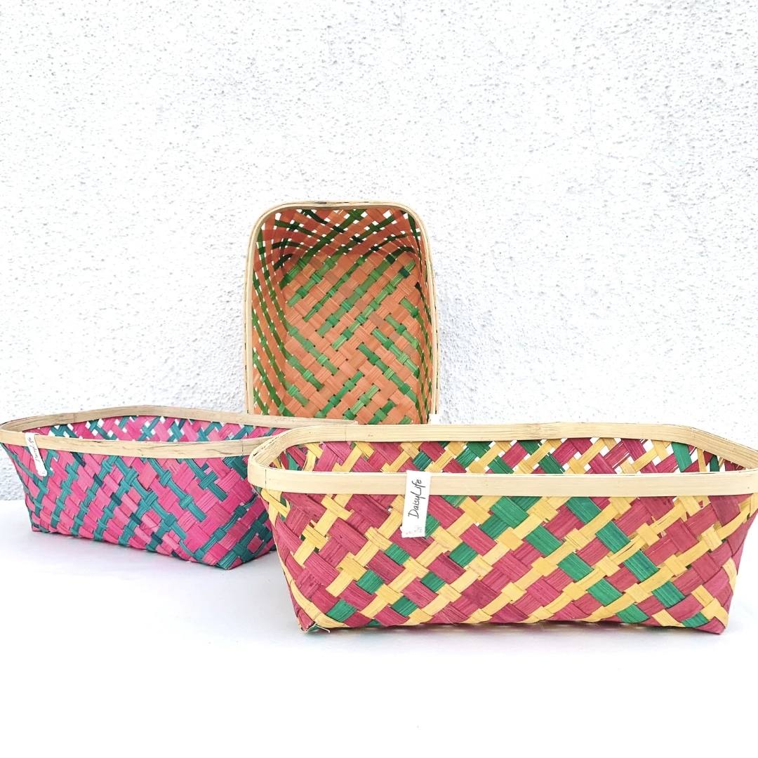 Multicolour Natural Long Tub Bamboo Basket