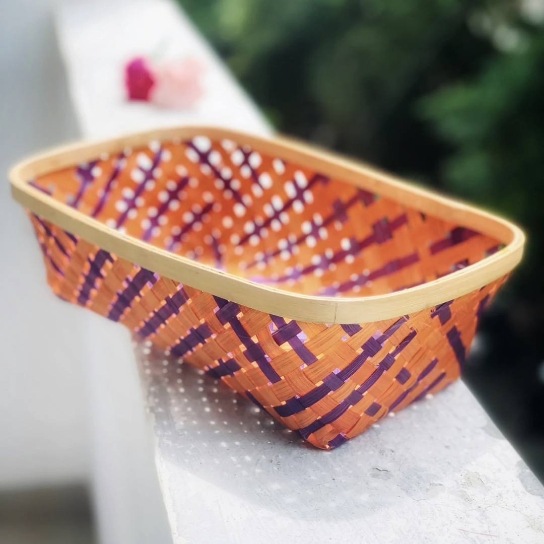 Multicolour Natural Long Tub Bamboo Basket