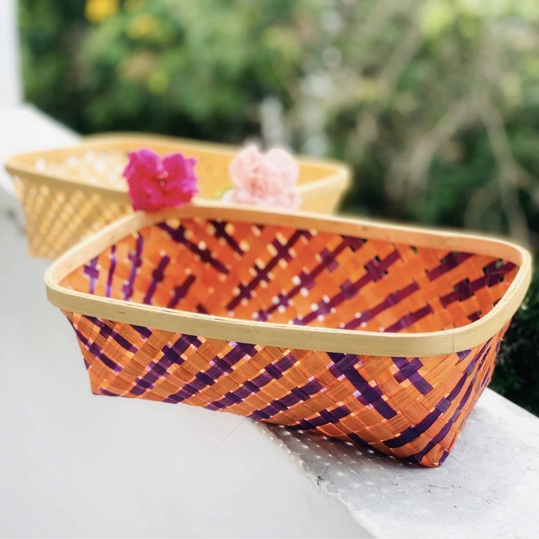 Multicolour Natural Long Tub Bamboo Basket