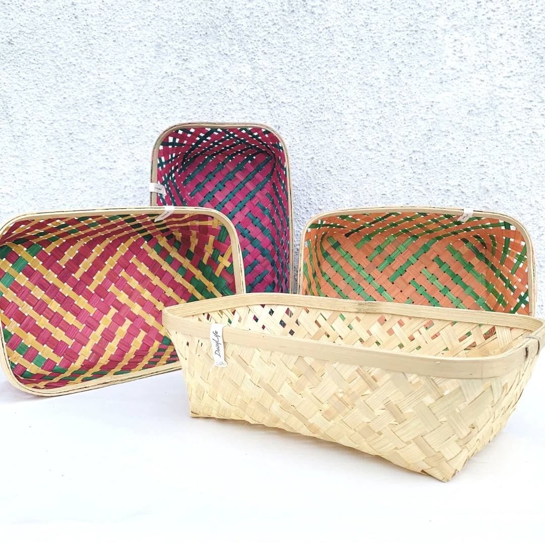 Multicolour Natural Long Tub Bamboo Basket