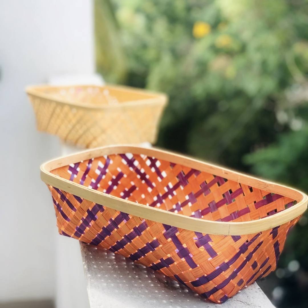 Multicolour Natural Long Tub Bamboo Basket