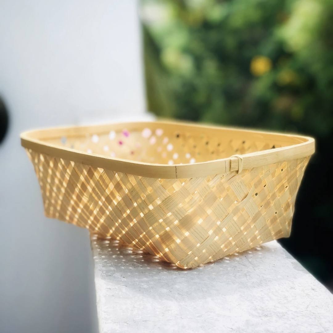 Natural Long Tub Bamboo Basket 