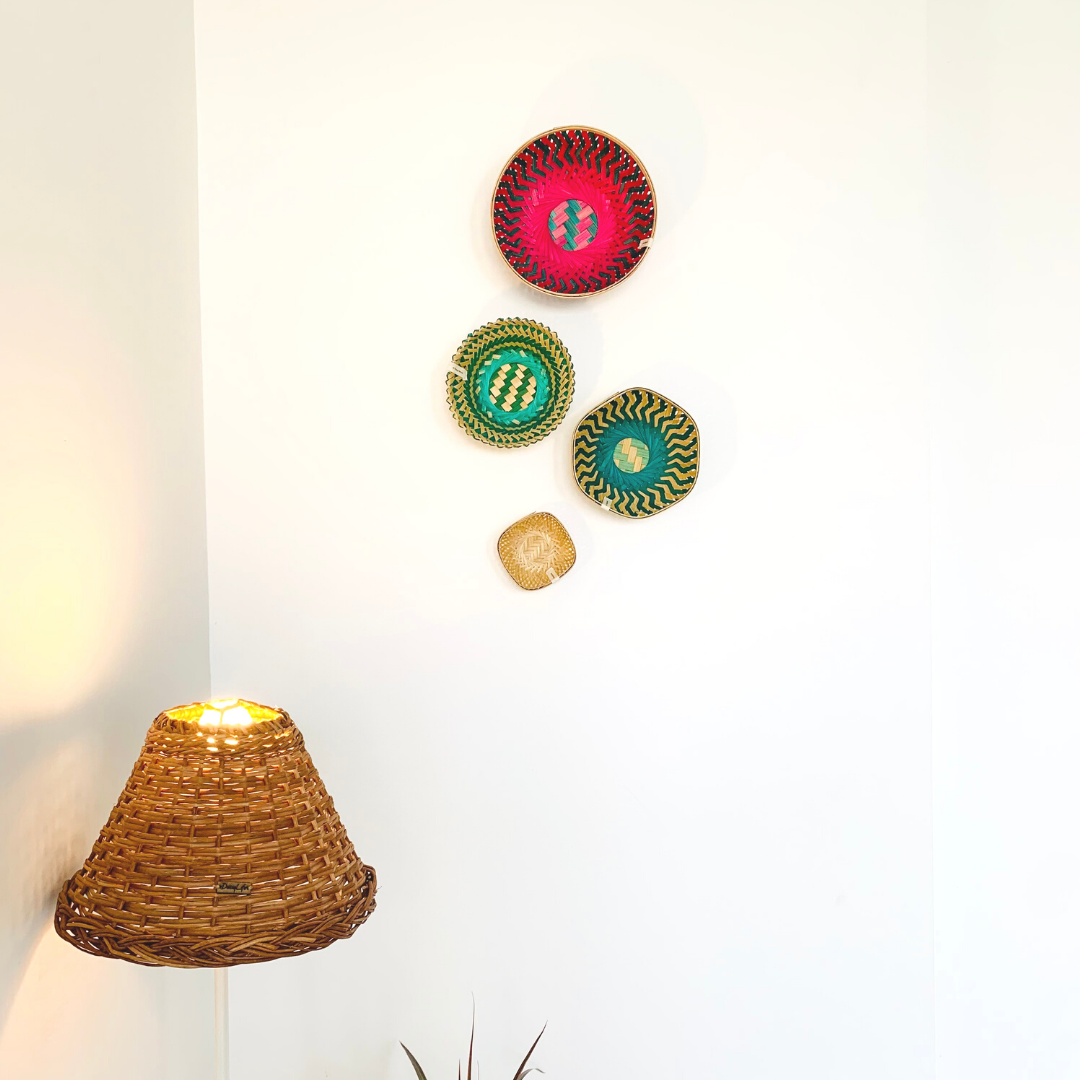 Wall basket set for living room Wall décor from natural handmade bamboo