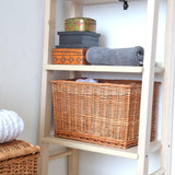 Super strong, functional and rectangular box storage wicker basket with side grooves for easy carry