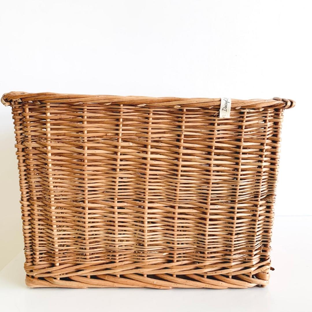 Super strong, functional and rectangular box storage wicker basket with side grooves for easy carry