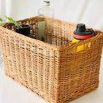 Super strong, functional and rectangular box storage wicker basket with side grooves for easy carry
