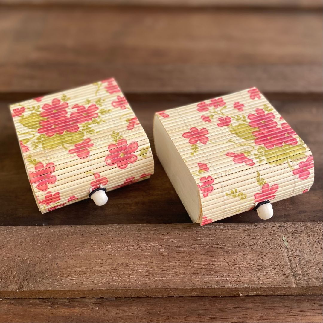 Pink flower gift box set of 2