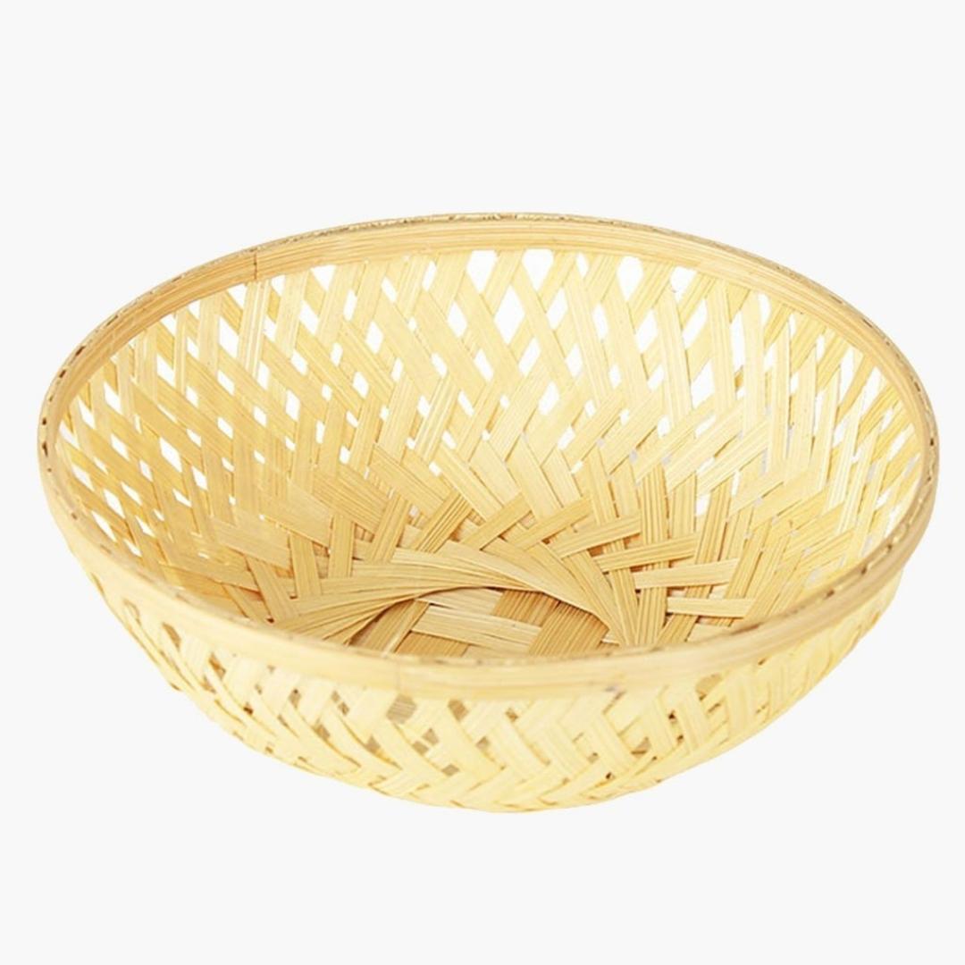 Simple, round, natural multi-purpose bamboo basket