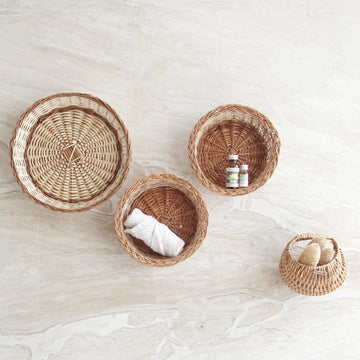 Spa Suite Wall Baskets used as a space for essential oils, loofas, etc. 