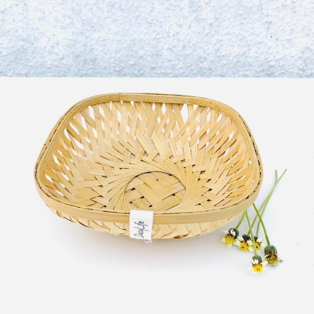 Square, Natural, simple bamboo multi-purpose baskets