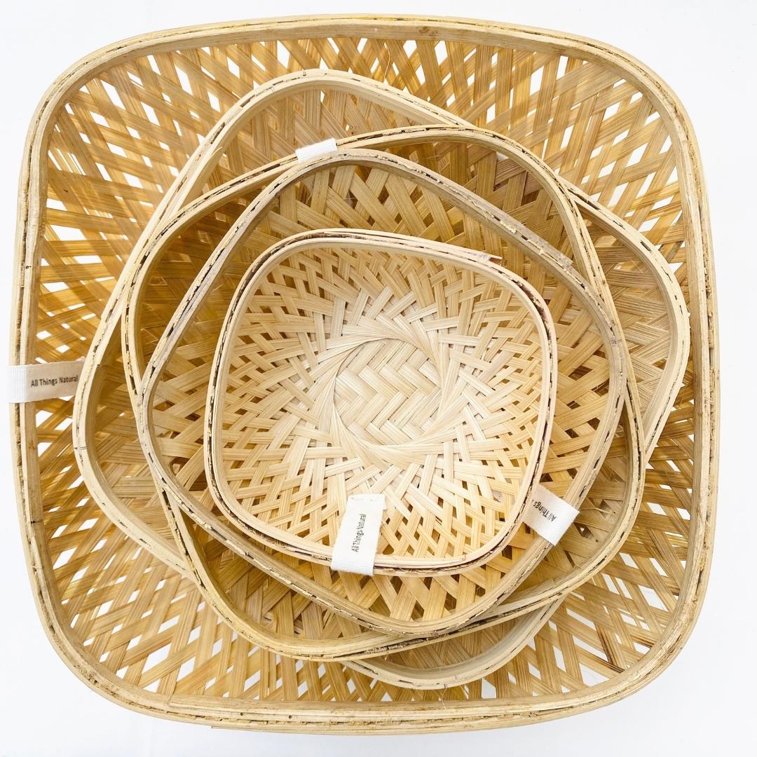 Many square bamboo basket kept inside each other 