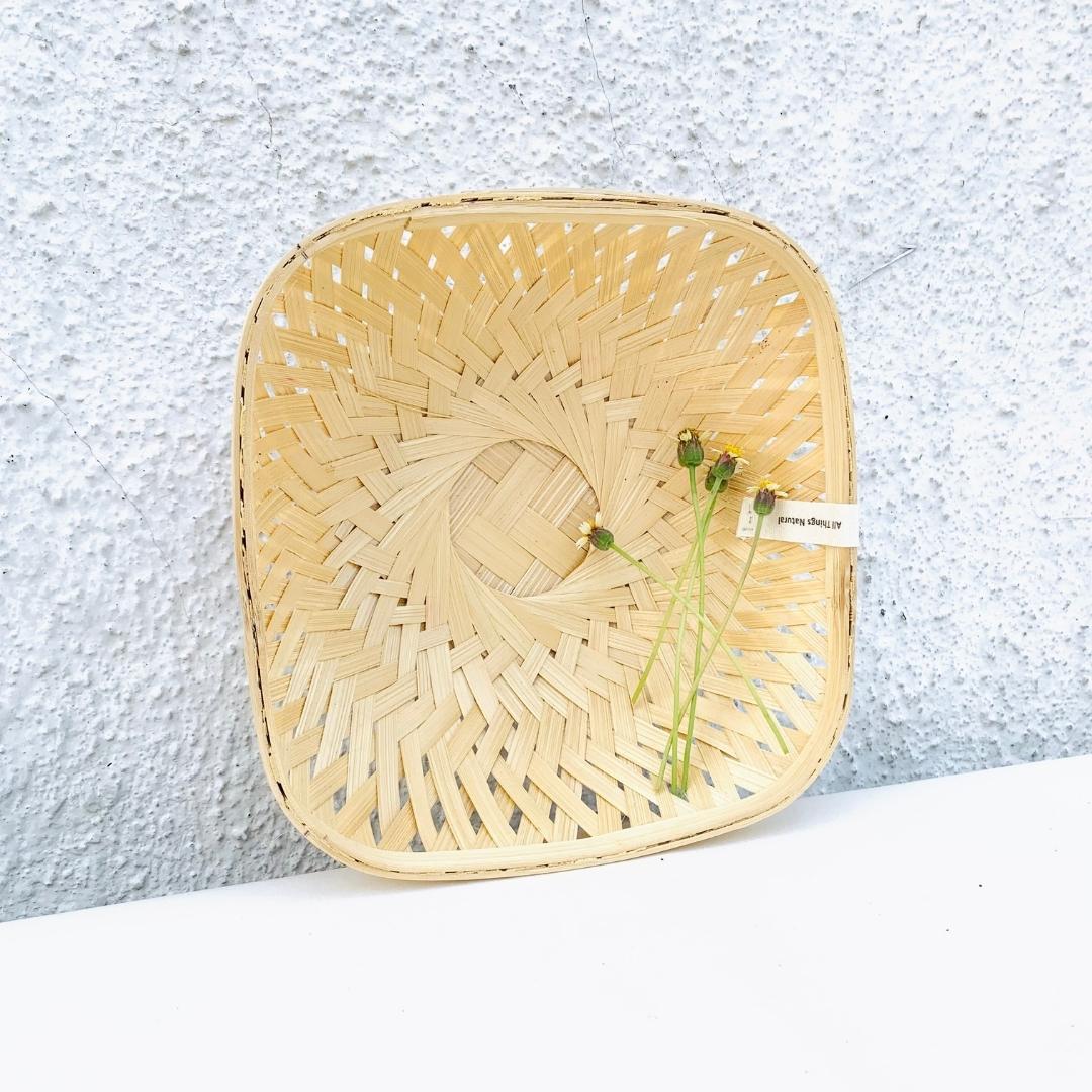 Square, Natural, simple bamboo multi-purpose baskets